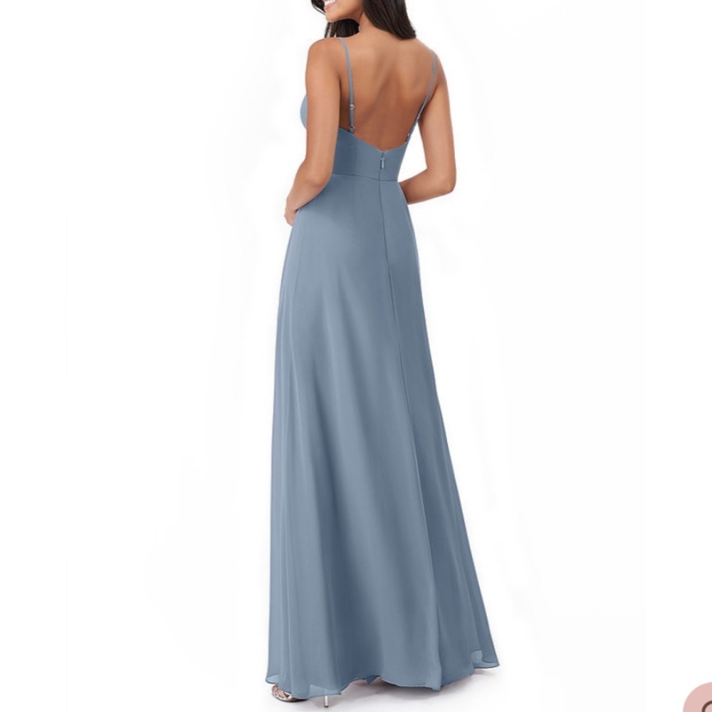 Azazie Dusty Blue Collette Bridesmaids Dress A4 size 4 Worn Once - Picture 4 of 7